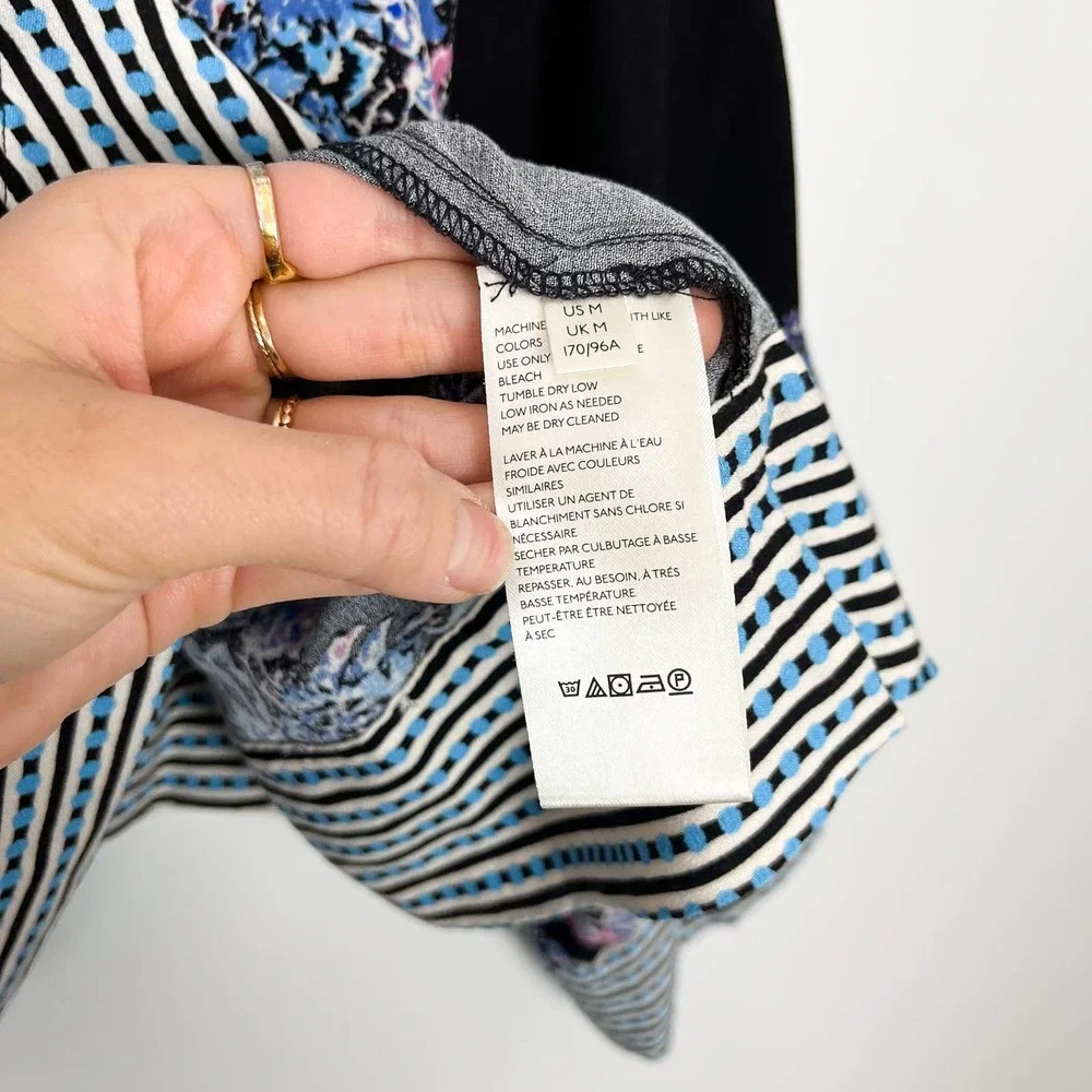 Free People Blue, Black, Purple Floral Stripe Mix N Match Blouse Top Size Medium - Picture 9 of 12